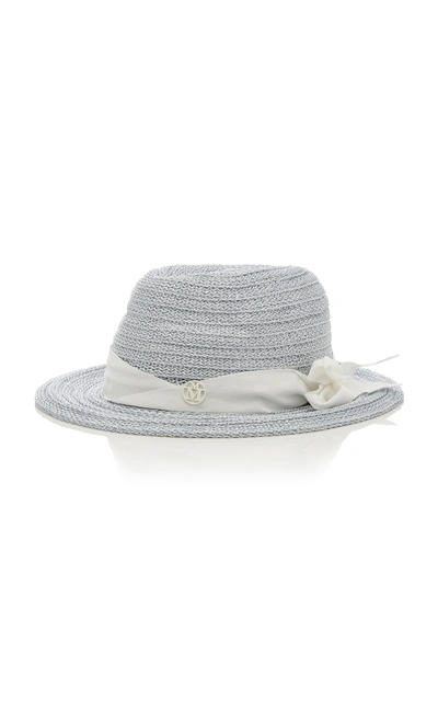 Shop Maison Michel Derek Straw Hat In Silver