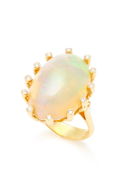 Shop Arman Sarkisyan 22k Gold Opal And Diamond Ring In White