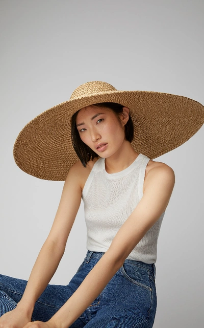 Shop Eric Javits Giant Floppy Woven Hat In Neutral