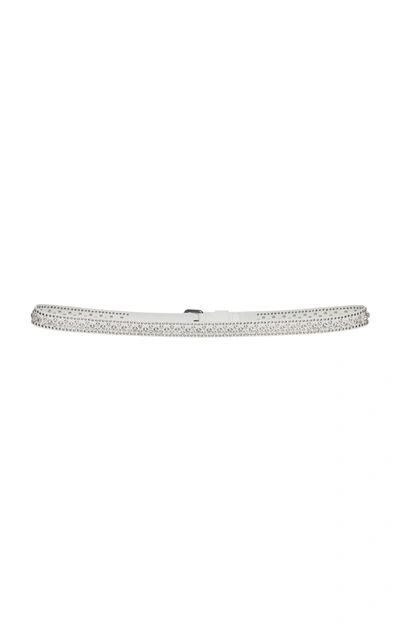 Shop Off-white Studded Leather Skinny Belt In White