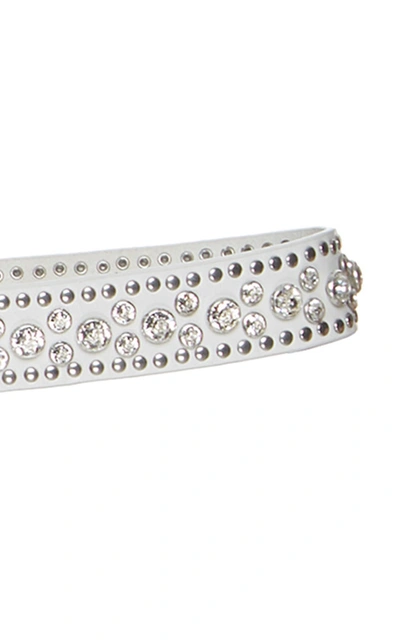 Shop Off-white Studded Leather Skinny Belt In White