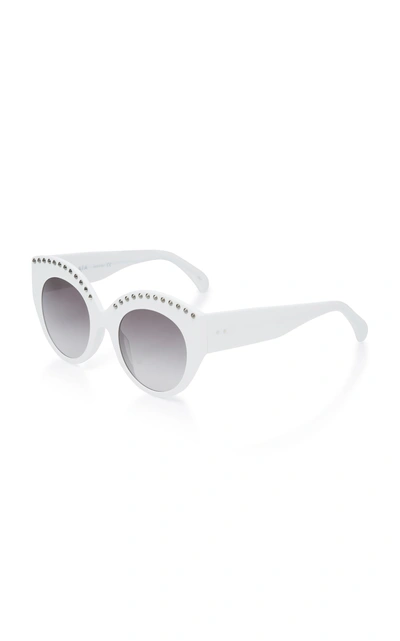 Shop Alaia Sunglasses Le Vienne Cat-eye Studded Acetate Sunglasses In White