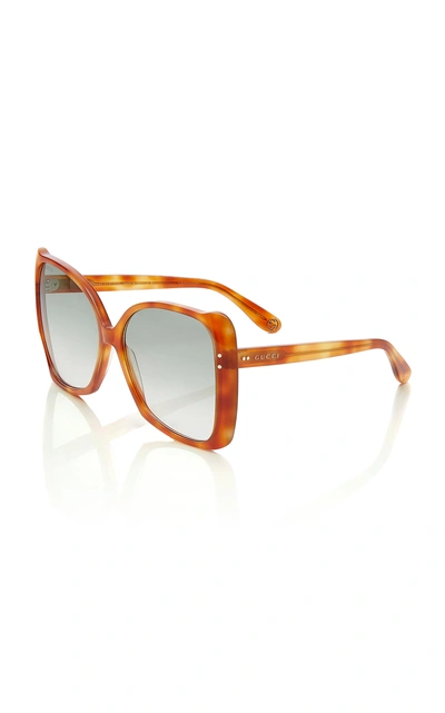 Shop Gucci Butterfly-frame Tortoiseshell Acetate Sunglasses In Brown