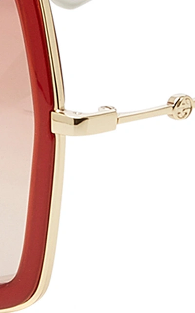Shop Gucci Hexagon-frame Metal Sunglasses In Red