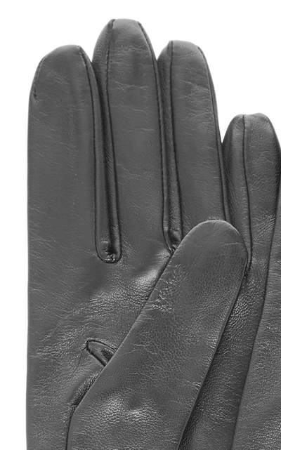 Shop Bottega Veneta Long Woven Leather Gloves In Black