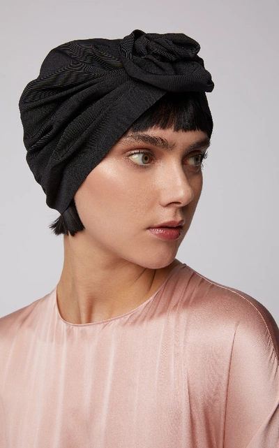 Shop Jennifer Behr Roxanne Silk-faille Turban In Black