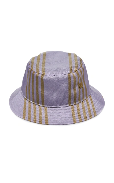 Shop Acne Studios Striped Shell Bucket Hat In Purple