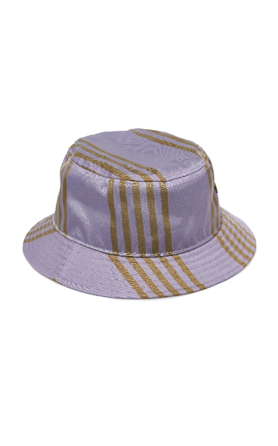Shop Acne Studios Striped Shell Bucket Hat In Purple