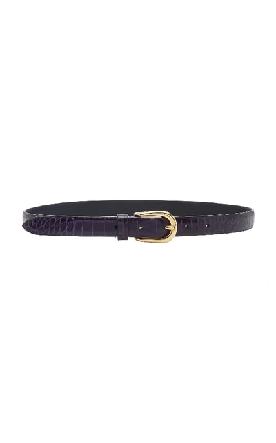 Shop Anderson's Croc-effect Leather Belt In Purple