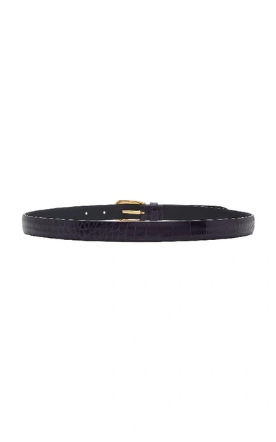 Shop Anderson's Croc-effect Leather Belt In Purple