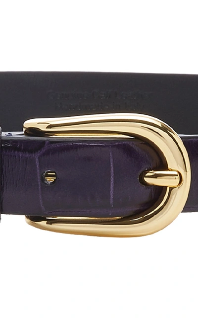 Shop Anderson's Croc-effect Leather Belt In Purple