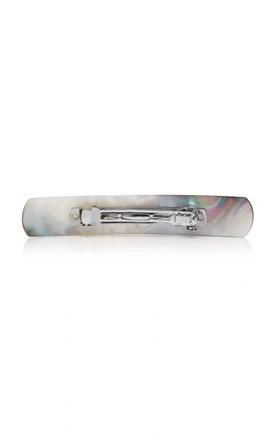 Shop Lorenzi Milano Rectangular Mother-of-pearl Hair Clip In Neutral