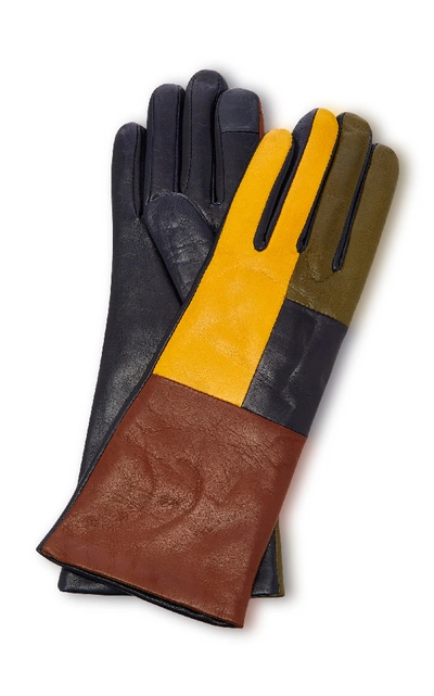Shop Maison Fabre Element Color Block Leather Gloves In Multi