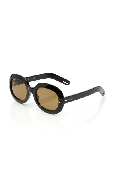 Shop Gucci Round-frame Acetate Sunglasses In Black
