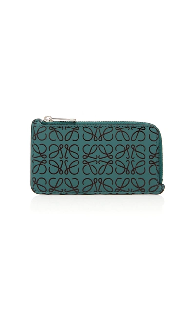 Shop Loewe Puzzle Leather Card Holder In Green