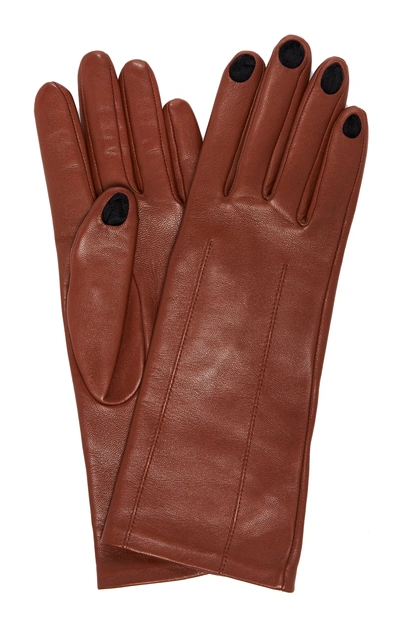 Shop Acne Studios Aimee Leather Gloves  In Burgundy