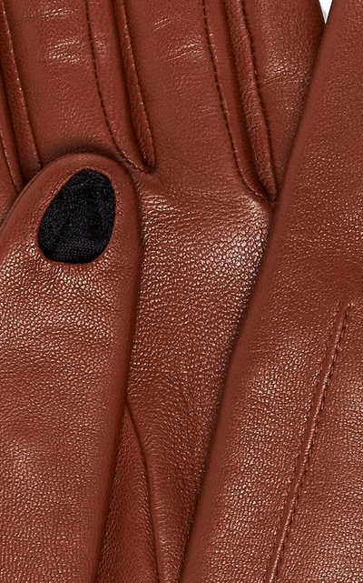 Shop Acne Studios Aimee Leather Gloves  In Burgundy