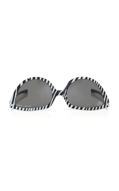 Shop Mykita + Martine Rose Sos Reversible Striped Acetate Sunglasses In Black