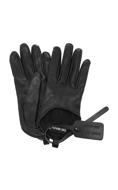 Shop Off-white Leather Gloves In Black