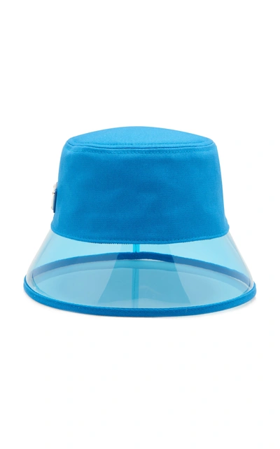 Shop Prada Pvc And Shell Bucket Hat In Blue
