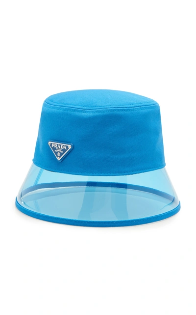 Shop Prada Pvc And Shell Bucket Hat In Blue