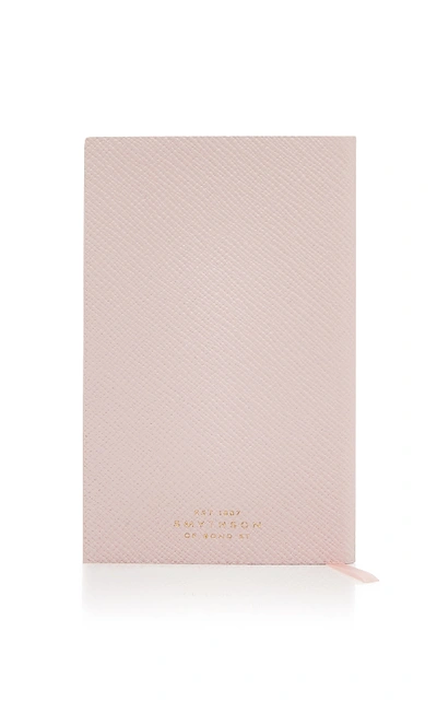 Shop Smythson Panama Leather Notebook In Pink