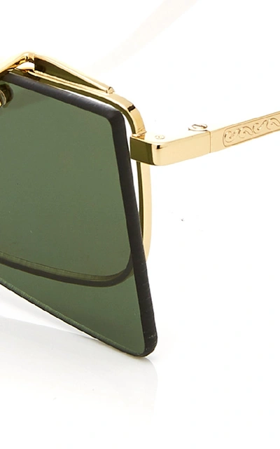 Shop Gucci Gold-tone Metal Cat-eye Sunglasses In Black