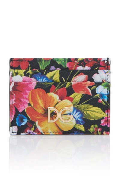Shop Dolce & Gabbana Floral-print Leather Cardholder In Multi