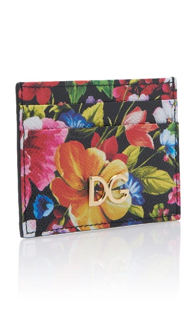 Shop Dolce & Gabbana Floral-print Leather Cardholder In Multi