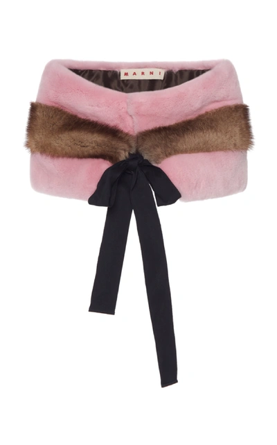 Shop Marni Striped Mink Stole In Pink