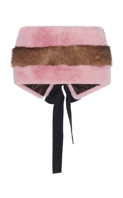 Shop Marni Striped Mink Stole In Pink