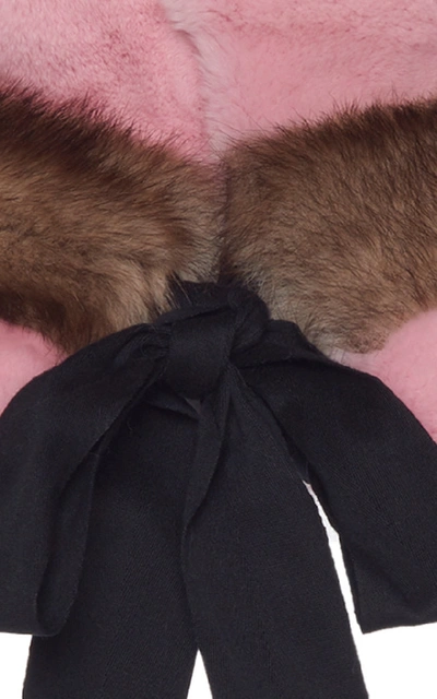 Shop Marni Striped Mink Stole In Pink