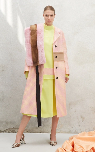 Shop Marni Striped Mink Stole In Pink