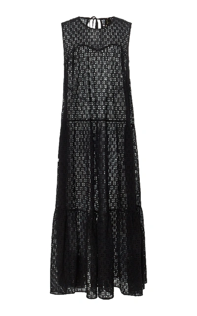 Shop My Beachy Side Tiered Lace Dress In Black