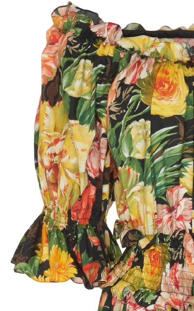 Shop Dolce & Gabbana Off-the-shoulder Floral Poplin Midi Dress