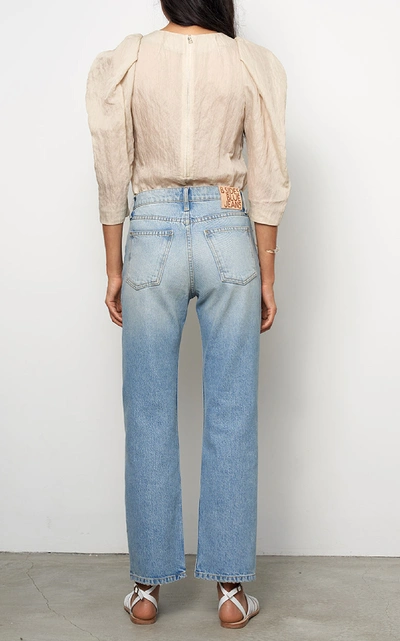 Shop B Sides Arts Patchwork-effect Mid-rise Straight-leg Jeans In Light Wash