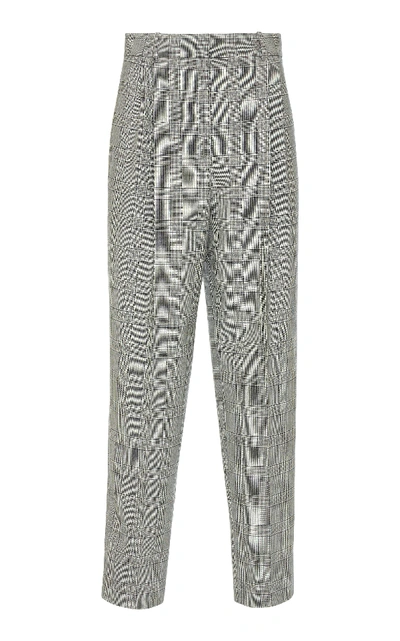 Shop Givenchy Prince Of Wales Check Straight-leg Wool Pants In Black/white