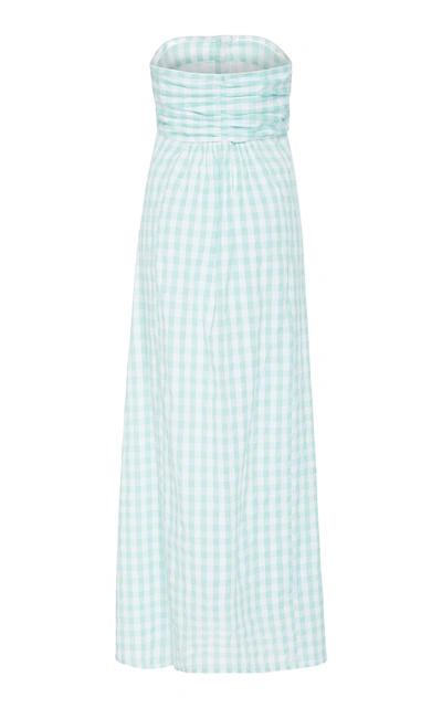 Shop Anaak Chateau Strapless Gingham Cotton-poplin Maxi Dress In Plaid