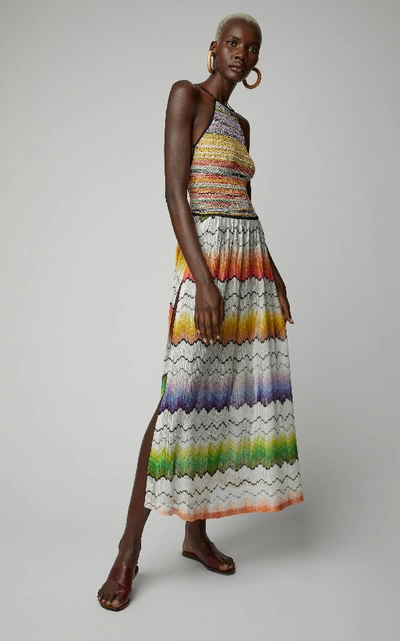 Shop Missoni Open Back Zig-zag Woven Maxi Dress In Multi