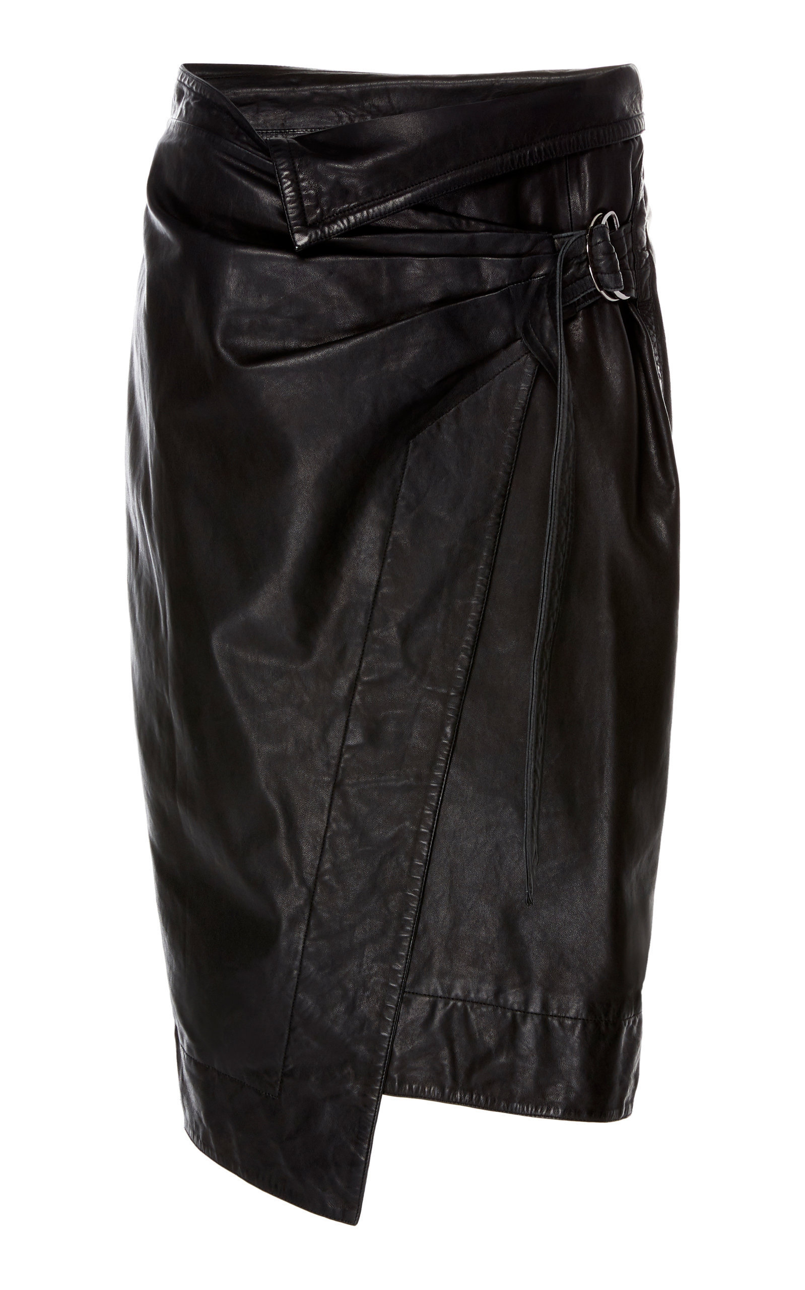 Isabel Marant Étoile Ayeni Gathered Leather Wrap Skirt In Black | ModeSens
