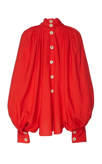 Shop A.w.a.k.e. Draped Twisted Crepe Blouse In Red