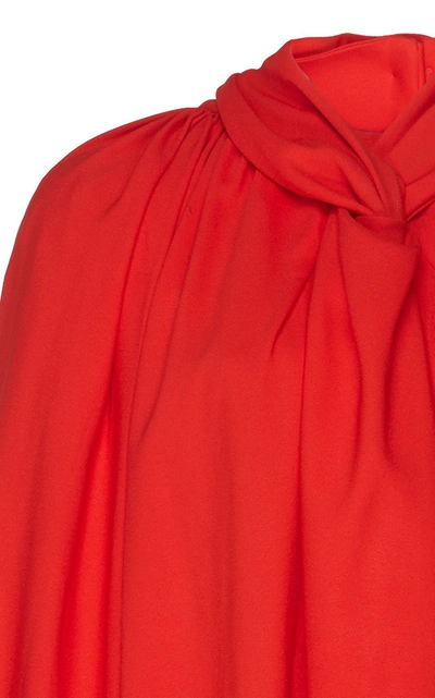 Shop A.w.a.k.e. Draped Twisted Crepe Blouse In Red