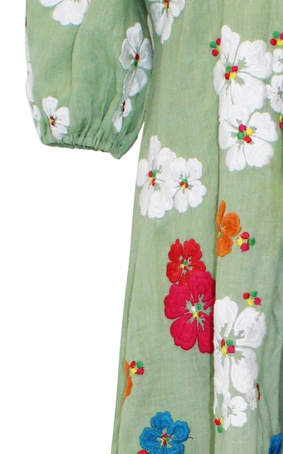 Shop All Things Mochi Tila Floral-embroidered Linen Maxi Dress