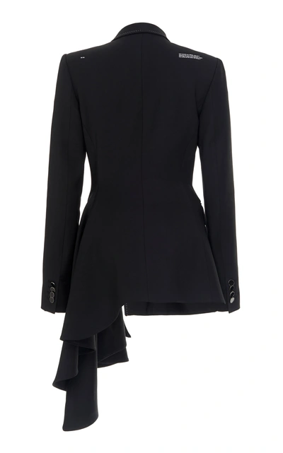 Shop Off-white Draped Asymmetric Wool-blend Blazer In Black