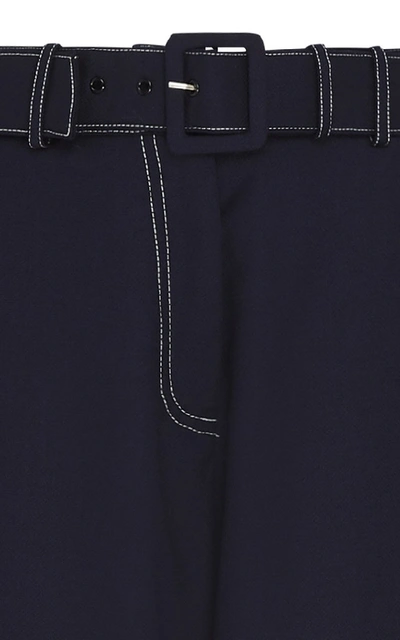 Shop Anna Quan Max Contrast Stitch Palazzo Pants In Navy