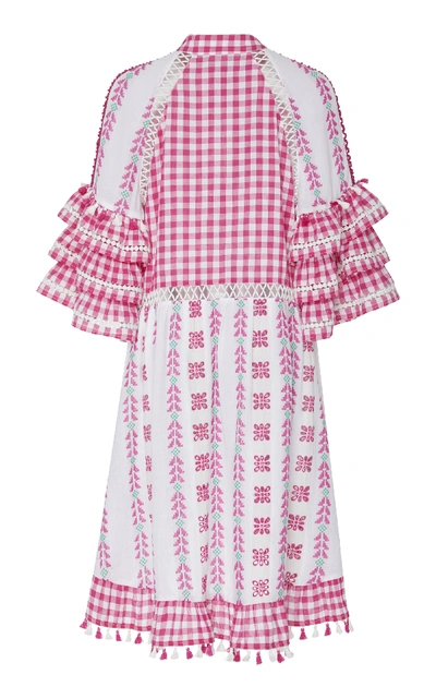 Shop Dodo Bar Or Lola Ruffle Sleeve Cotton Midi Dress In Pink