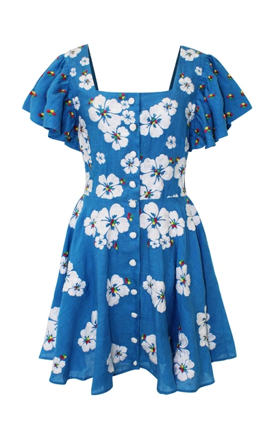 Shop All Things Mochi Kay Floral-print Linen Mini Dress