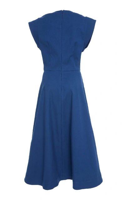 Shop Sea Lennox Belted Cotton-blend Dress In Blue