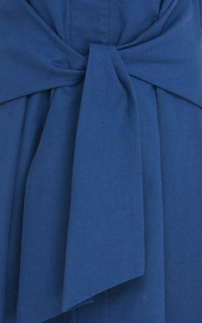Shop Sea Lennox Belted Cotton-blend Dress In Blue