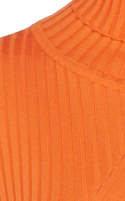 Shop Victoria Beckham Merino Wool Slim Fit Rib Knit Sweater In Orange
